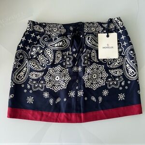 Moncler Print Mini Skirt Silk New Size 44 Medium NWT